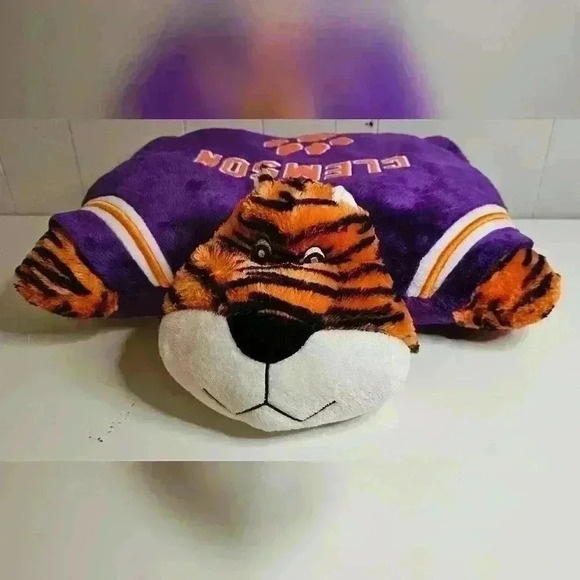 Clemson Tiger Pillow Pet Purple Orange 18" - Picture 7 of 7